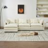 Modular Comfortable Cloud Sofa Ottoman Style Combination Chenille Sofa With Deep Seat Cushions - White - Image 3