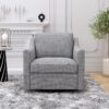 360 Degree Swivel Armchair Cotton Linen Skin - Friendly Fabric Ergonomic Design Brass Nail Decorative Armchair Living Room Chairs Bedroom Chairs Living Room Chairs Black Legs Suitable For Indoor Homes - Gray - Image 4