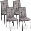 5 Piece Dining Set Including Velvet High Back Nordic Dining Chair & Creative Design Dining Table - Gray - Image 7