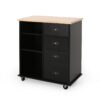 Yohaan - Contemporary Kitchen Cart With Wheels - Black - Image 5