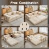 Convertible Floor Sofa Bed With Fixed Shape Frame, Loveseats Boneless Modular Sectional, For Living Room - Beige - Image 9