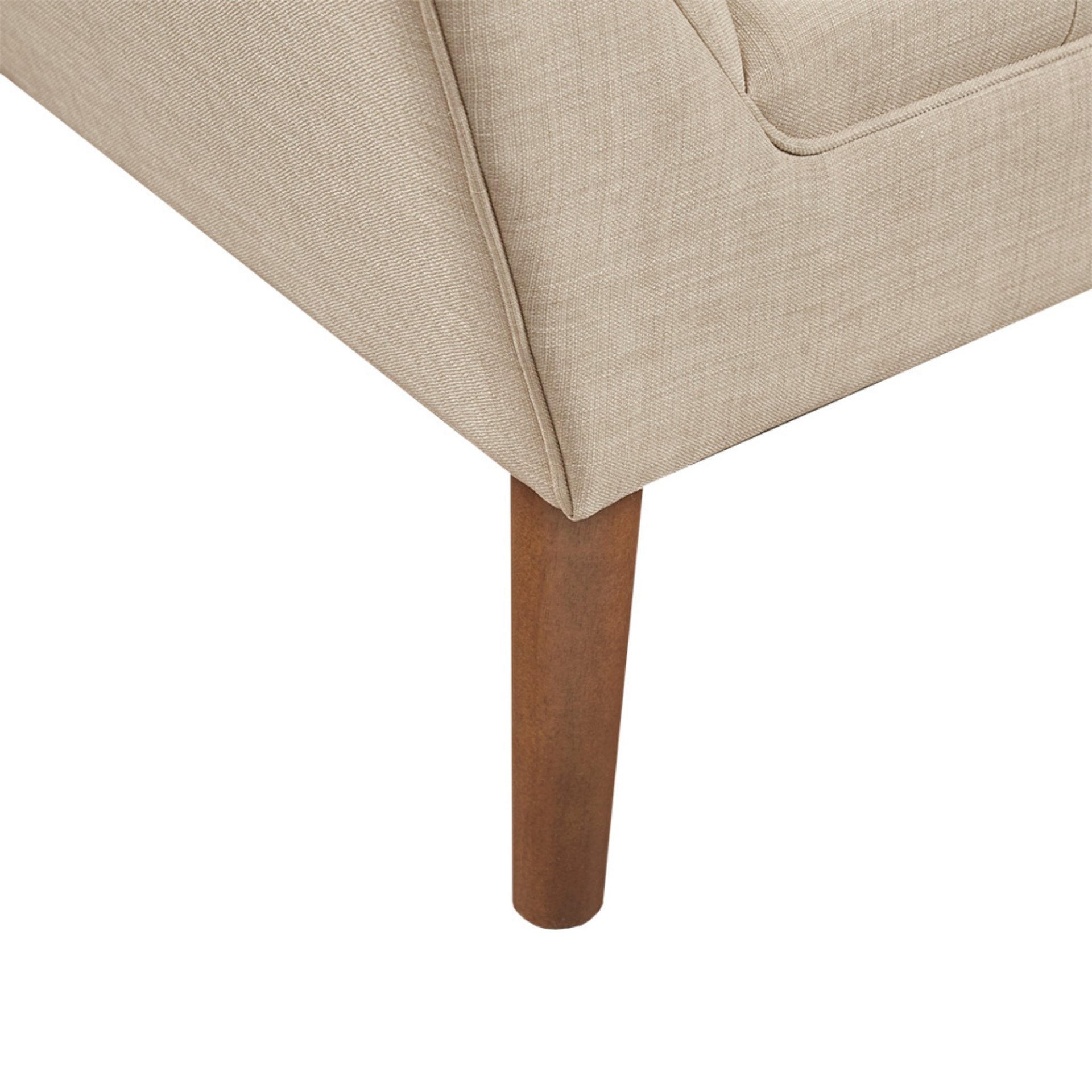 Mid - Century Lounge Chair With Button Tufting Polyester And Pecan Wood - Beige - Image 7