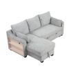 Pull Out Sleeper Sofa L-Shaped Couch Convertible Sofa Bed With Storage Chaise, Storage Racks And USB Ports - Light Gray - Image 12