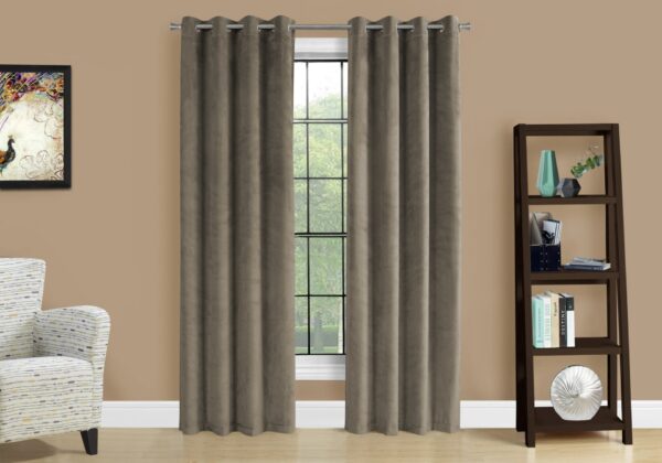 2 Pieces Set, Curtain Panel, Room Darkening, Grommet, Versatile Use - Taupe