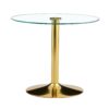 Modern Minimalist Round Dining Table With Glass Top And Metal Legs 35" Diameter - Gold / Transparent - Image 9