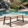 Rustic Outdoor Sandblast Acacia Wood Dining Table - Light Gray / Black - Image 2
