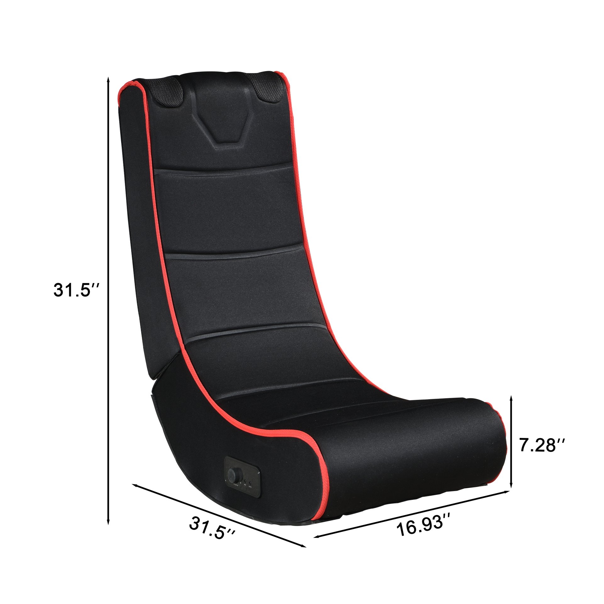 Foldable Gaming Chair With Onboard Speakers, Bluetooth Connection - Black / Red - Image 3