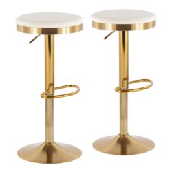 Dakota - Contemporary Upholstered Adjustable Barstool (Set of 2) - Gold / Cream