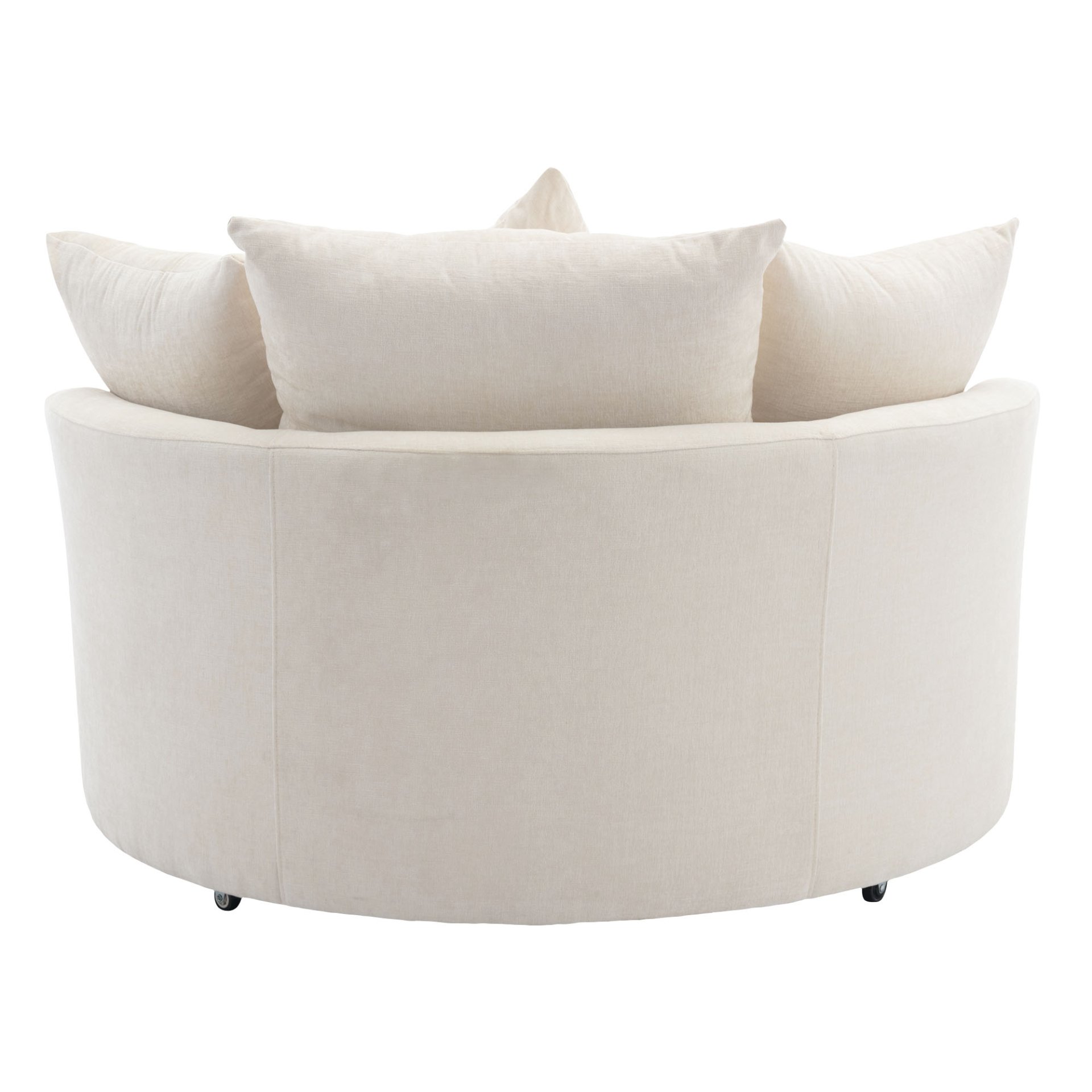 360° Swivel Accent Barrel Chair With Storage Ottoman & 4 Pillows, Modern Chenille Leisure Chair Round Accent For Living Room - Cream - Image 14