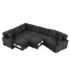 L-Shaped Sofa Sectional Sofa Couch Pull-Out Sofa Bed With Charging Devices And Cup Holders For Living Room - Blue Black - Image 22