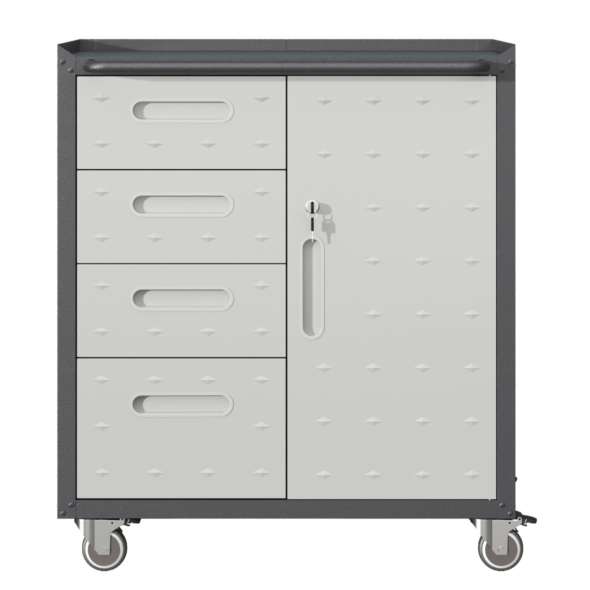 Sturdy Metal Tool Storage Cabinet With Wheels Durable Garage, Office & Home Organizer Steel - White - Image 4