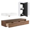 Wall Mounted Bathroom Vanity With Resin Sink And 2 Side Cabinet, 3 Soft Close Drawer - Brown Ebony - Image 11