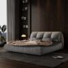 King Size Luxury Upholstered Platform Bed With Oversized Padded Backrest And Solid Wood Frame, Suitable For Multiple Heights Of Mattresses - Gray - Image 2