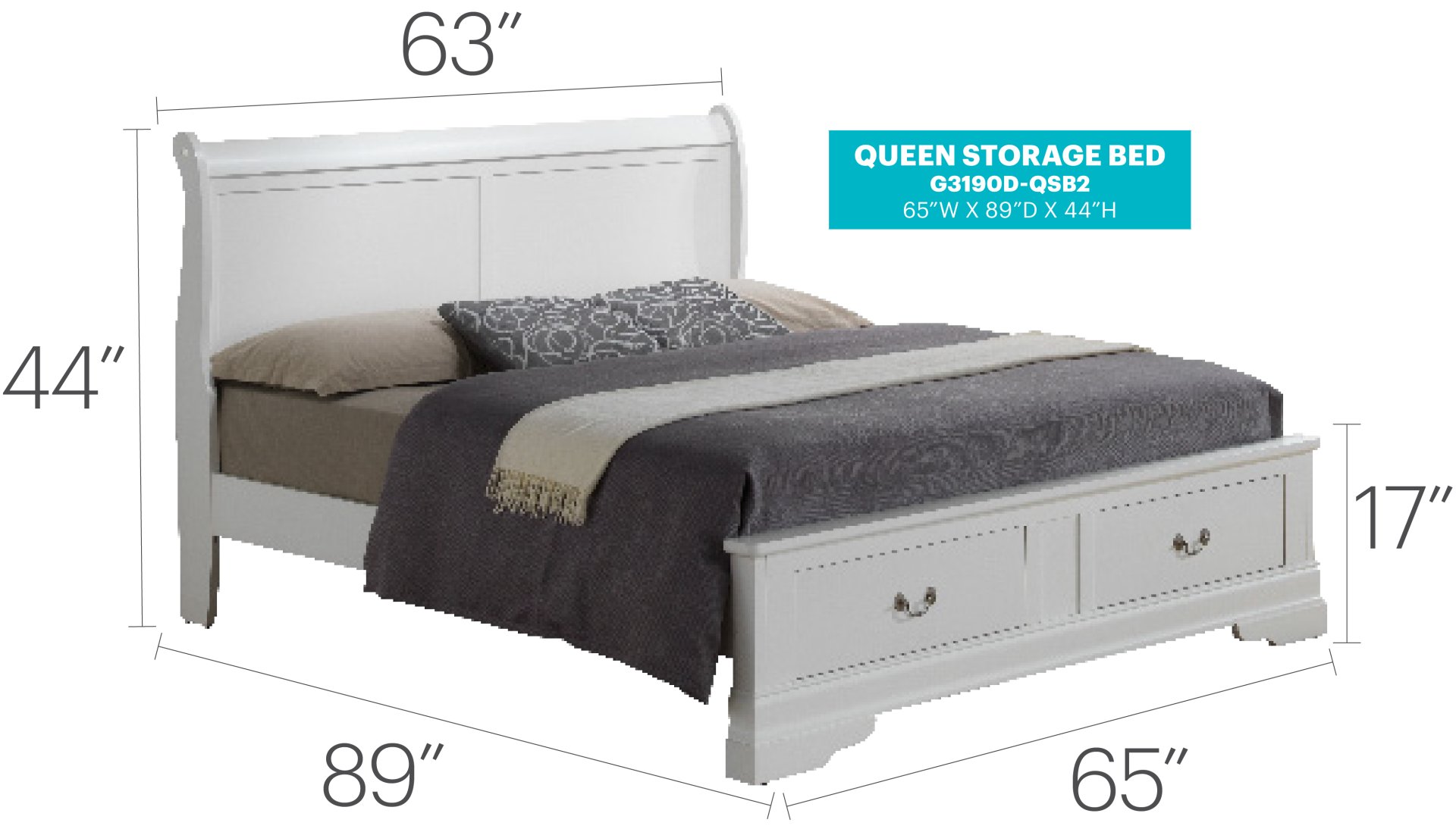 Louis Phillipe - Queen Elegant Storage Bed - White - Image 5