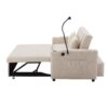 Convertible Sofa Bed Loveseat Sofa With Three USB Ports, Two Side Pockets, Two Cup Holders And 360° swivel Phone Holder For Living Room - Beige - Image 21