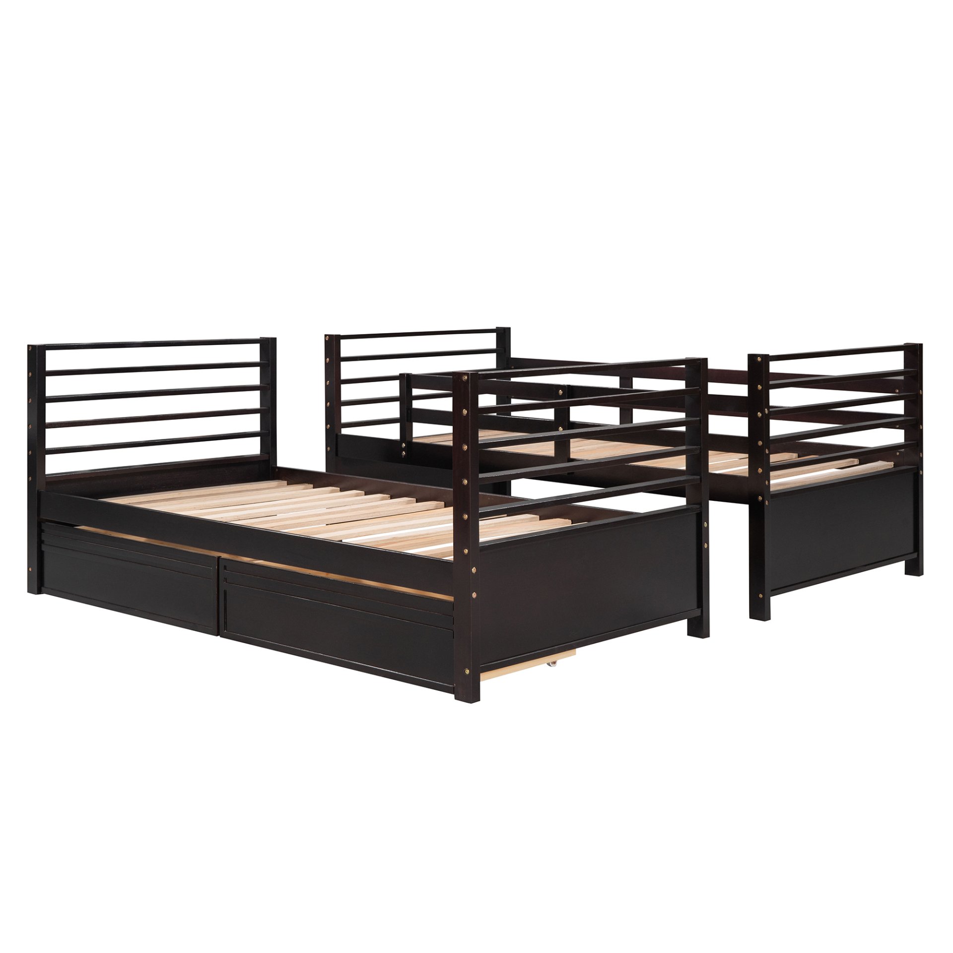 Twin Over Twin Bunk Bed With 2 Drawers - Espresso - Image 10
