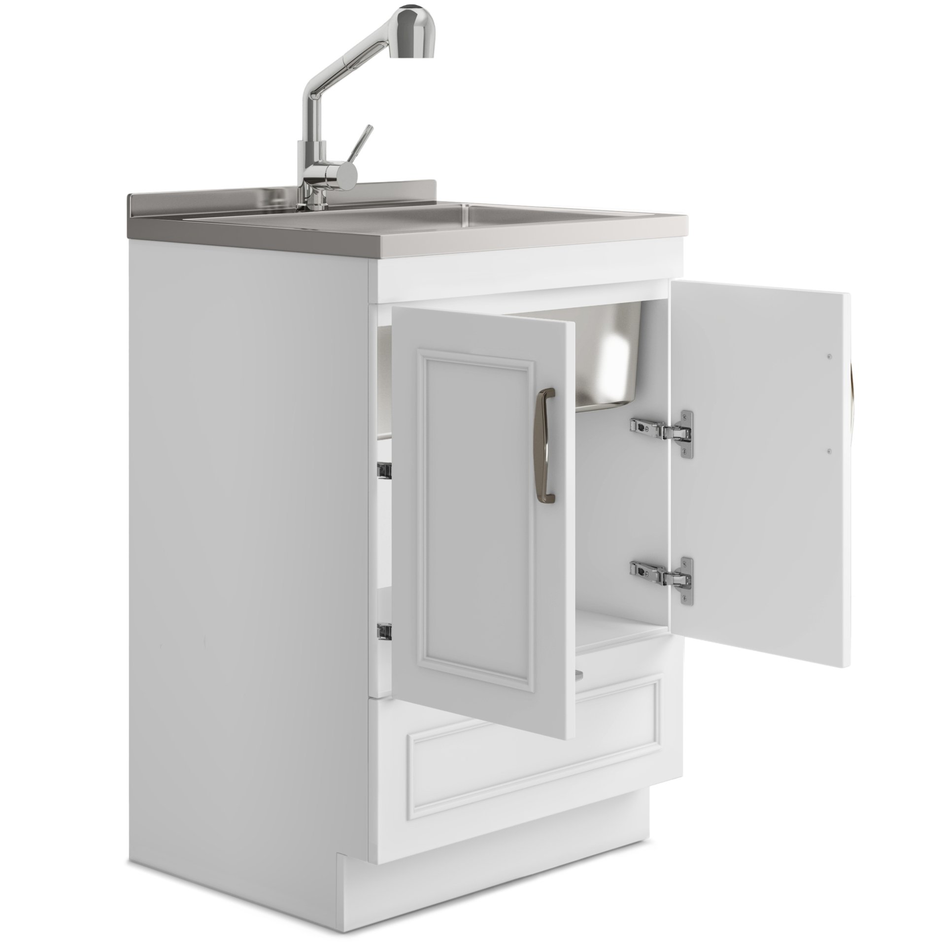 Cardinal - Laundry Cabinet With Faucet And Stainless Steel Sink - White - Image 7
