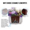 2 Pieces Flowerpot, Planter For Patio, Garden Or Windowsills - Milk White - Image 5