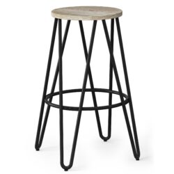 Simeon - Metal Bar Stool With Wood Seat - Natural / Black