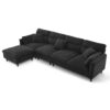 Modern Convertible Sectional Sofa L Shaped Reversible Couch Set With Free Pillows 5 Seat Cloud With Ottoman - Black - Image 3