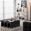 Multifunctional 4 Tier Book Shelf & Coffee Table For Living Room Bedroom Dining Room Study Entryway, Creative Furniture Floor Bookshelf, Minimalist Organizer Storage Shelves - White - Image 6