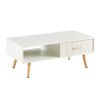 Modern Rectangle Coffee Table With Legs, Sliding Drawer For Storage - White - Image 7