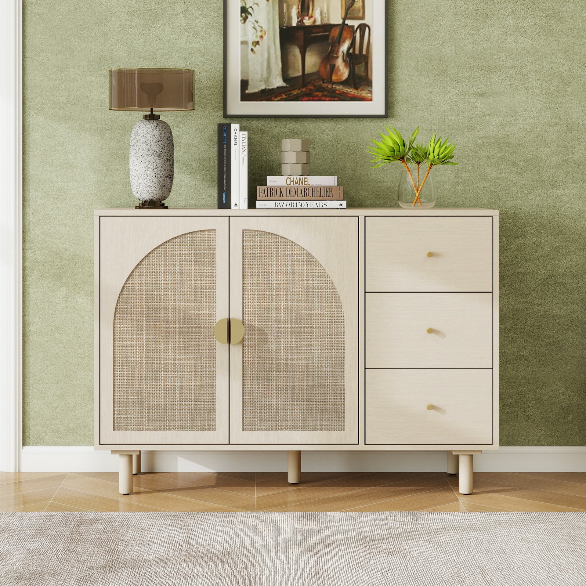 2 Door 3 Drawer Cabinet, Suitable For Bedroom - Natural - Image 2