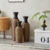 3 Piece Set Of Decorative Floor Vases, Classic And Neat Floor Vases With High Independent Flower Racks, Artificial Vine Vases, Home Decoration Flower Racks - Beige / Black - Image 4