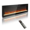 60" Electric Fireplace, Recessed And Wall Mounted Fireplace - Antique Black - Image 2