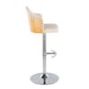Ahoy - Contemporary Adjustable Barstool With Swivel With Rounded T Footrest (Set of 2) - Chrome / Natural / Cream - Image 3