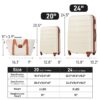 Hardshell Luggage Sets 2 Pieces + Bag Spinner Suitcase With Tsa Lock Lightweight 20" / 24" - Brown / White - Image 5