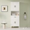 Tall Bathroom Cabinet With Drawer And Adjustable Shelves - White - Image 4