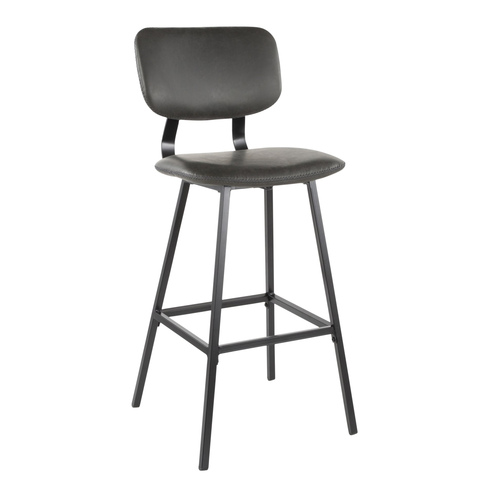Foundry - Contemporary Barstool Zig Zag Stitching (Set of 2) - Black / Gray - Image 2