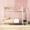 Full Over Full Bunk Bed With Lateral Storage Ladder And Wardrobe - White - Image 13