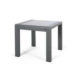 Contemporary Cape Coral Side Table With Frosted Glass Top - Gray