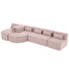 Modern Upholstered L Shape Sofa With 2 Chaise Lounges And Five Back Pillows Boucle Fabric - Pink - Image 17