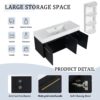 Modern Style 48" Wall Mounted Bathroom Vanity With Thick Edged Resin Basin And Storage Rack Plywood - Black Chestnut - Image 9