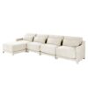 Elegant Four Seater Sofa With Movable Ottoman Ergonomic Design - White - Image 21