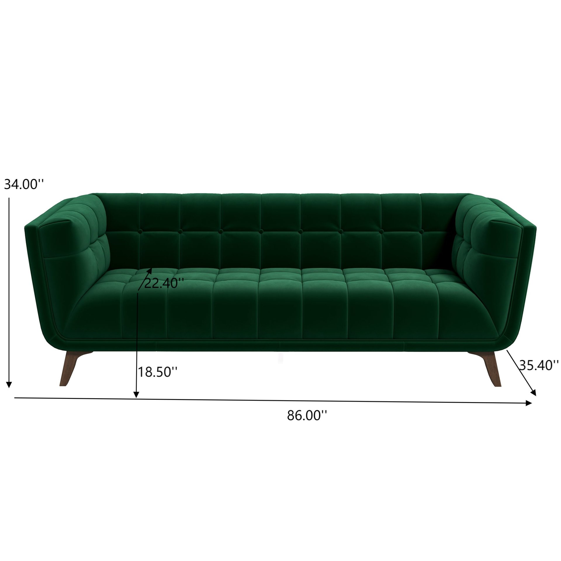 Addison - Large Velvet Sofa - Dark Green / Green - Image 3