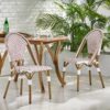 Outdoor Rattan And Aluminum French Bistro Chairs (Set of 2) Bamboo Print - Rust Red / White - Image 2