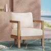 Outdoor Acacia Wood Patio Club Chair, Patio Furniture, Waterproof Thick Cushion Deep Seating For Porch, Weight Capacity 400Lbs - Brown Wash / Beige - Image 5