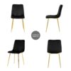 Modern Light Luxury Dining Chair With Gold Metal Legs (Set of 4) - Black - Image 14