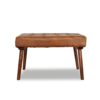 Mark - Mid-Century Tufted Square Genuine Leather Upholstered Ottoman - Light Tan / Rustic - Image 8
