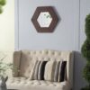 Hexagon Mirror With Solid Wood Frame, Wall Decor For Living Room Bathroom Hallway - Dark Brown - Image 3