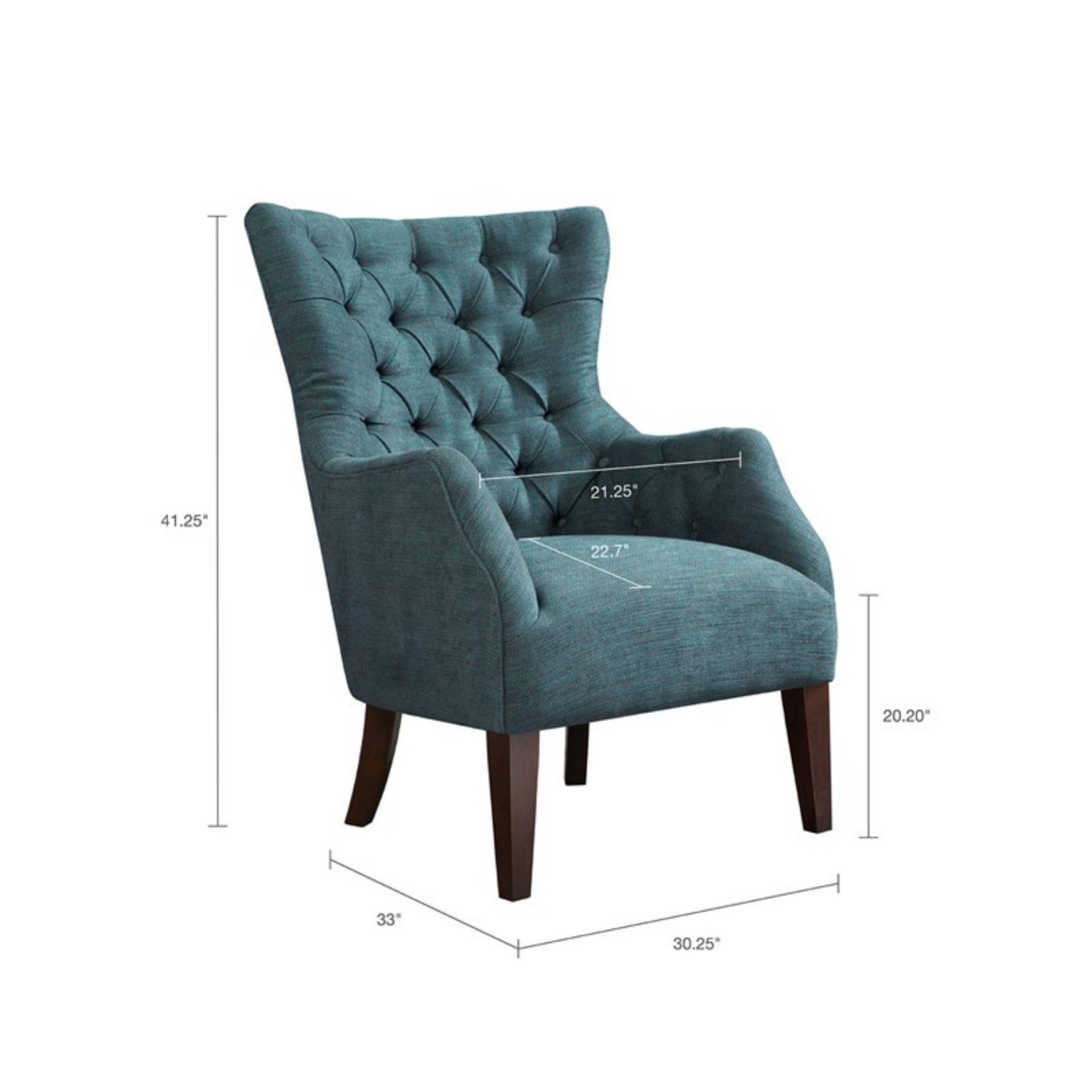 Hannah - Button Tufted Wing Chair With Birch Legs - Dark Green - Image 3