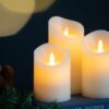 Flickering LED Candles With Remote Timer (Set of 3) - Ivory - Image 4