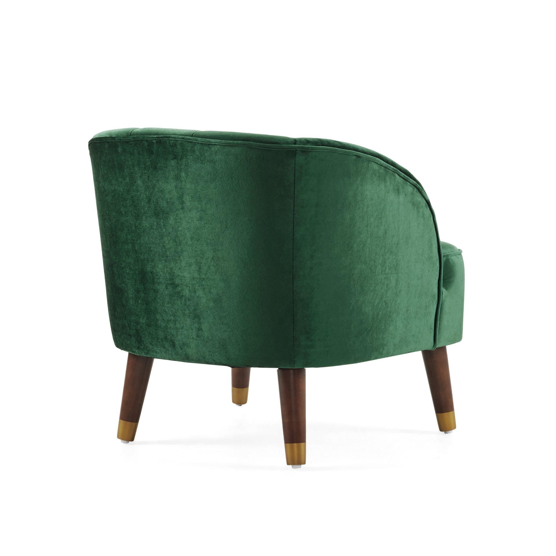 Luxurious Upholstered Barrel Accent Chair With Wooden Legs - Emerald - Image 5