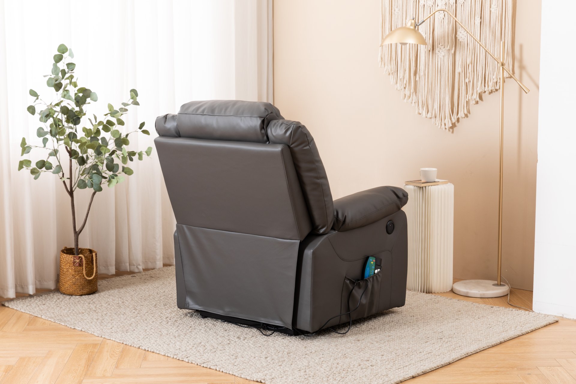 Electric Power Massage Recliner Chair - Dark Gray - Image 12