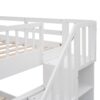 Full Over Full Stairway Bunk Bed With Storage And Guard Rail For Bedroom - White - Image 8
