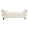 Velvet Multifunctional Storage Rectangular Ottoman Bench With 1 Pillow - Beige - Image 14